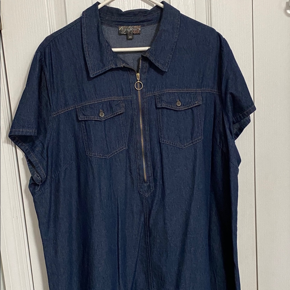 Woman’s Denim Zip-Up Shirt Dress